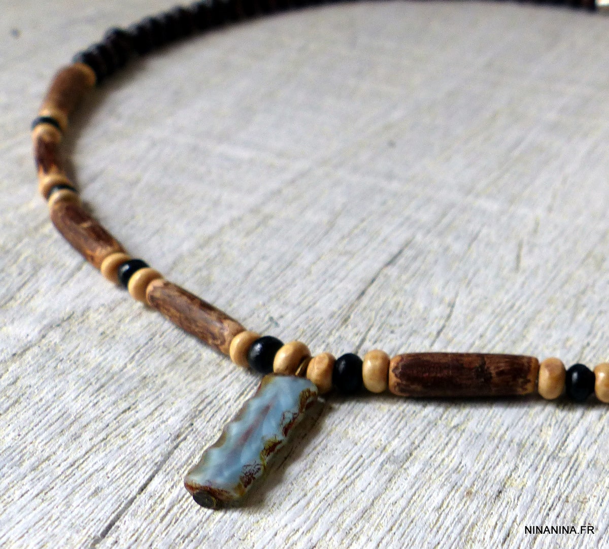 ② Collier amérindien homme femme en turquoises, lapis Surfeur — Colliers —  2ememain