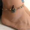 N6215a Bracelet de cheville perle bois tribal pour homme - Bijoux de pied en ligne Ninanina