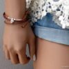 N6216c Bracelet wrap cordon cuir 3 tours coeur et perles Argent 925 Massif - Bijoux Bracelets en ligne Ninanina