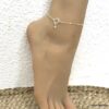 N6224g Chaine de cheville Argent 925 femme Et Pierre de Lune - Bijoux Chaines en ligne Ninanina