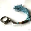 N6229 Bijou de sac boheme – Porte clé pompon bleu - Accessoires en ligne Ninanina