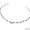 N6238 Collier court pierres Rubis Coeur Plaqué Or Gold Filled pour femme - Bijoux Colliers en ligne Ninanina