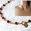 N6238a Collier court pierres Rubis Coeur Plaqué Or Gold Filled - Bijoux Colliers en ligne Ninanina