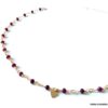 N6238a Collier court pierres Rubis Coeur Plaqué Or Gold Filled pour femme - Bijoux Colliers en ligne Ninanina