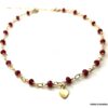 N6239e Chaine de cheville pierre rubis rouge plaqué or femme - Bijoux Chaines en ligne Ninanina