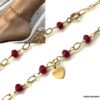 N6239g Chaine de cheville pierre rubis rouge plaqué or femme - Bijoux Chaines en ligne Ninanina
