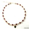 N6239j Chaine de cheville pierre rubis rouge plaqué or femme - Bijoux Chaines en ligne Ninanina