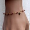 N6240b Bracelet pierres Rubis Coeur Plaqué Or Gold Filled - Bijoux Bracelets en ligne Ninanina
