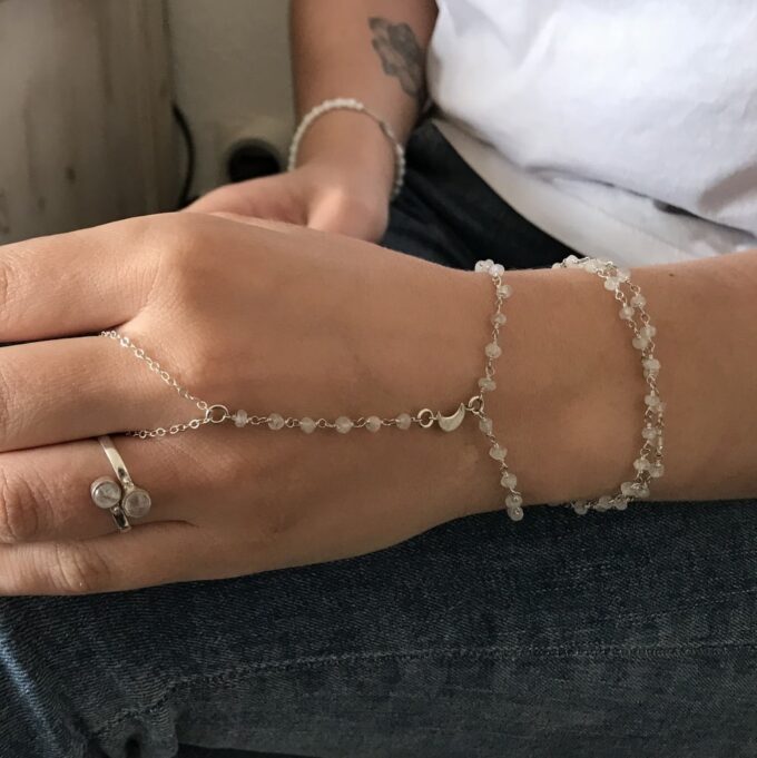 N6243a Bracelet Bague mariage Argent 925 massif Pierre de Lune - Bijoux Bracelets en ligne Ninanina
