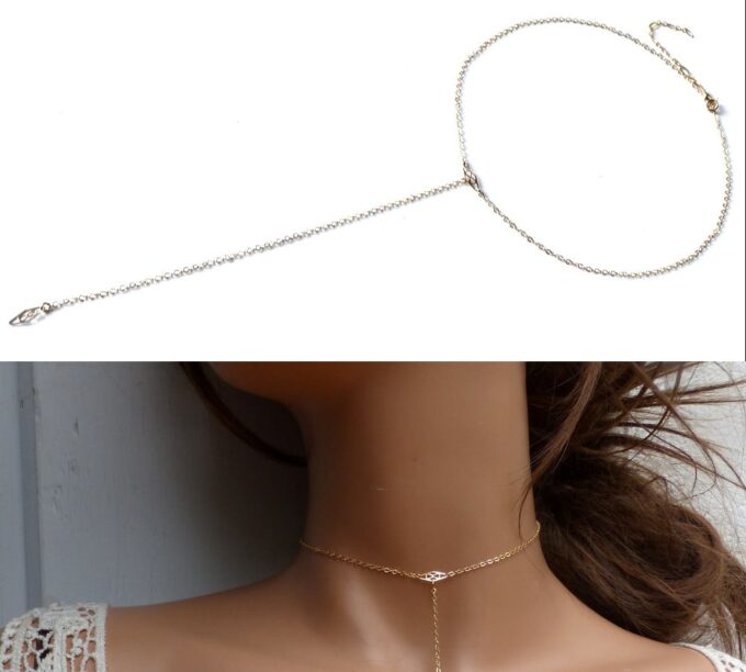 N6245 Collier Cravate or Plaqué - Ras de cou femme - Bijoux Colliers en ligne Ninanina