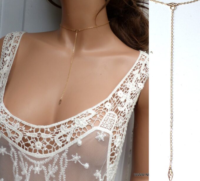 N6245a Collier lasso Chaine Plaqué Or gold filled - Bijoux Colliers en ligne Ninanina