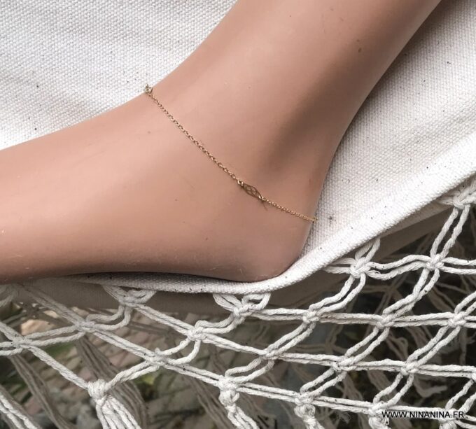 N6247a Chainette de cheville en or plaqué 14 carats minimaliste pour femme - Bijoux Chaines en ligne Ninanina