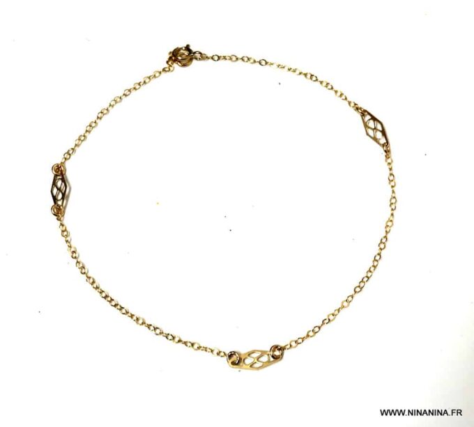 N6247b Chainette de cheville en or plaqué 14 carats minimaliste pour femme - Bijoux Chaines en ligne Ninanina