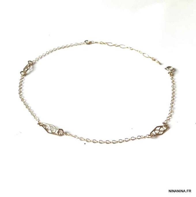 N6247g Chainette de cheville en or plaqué 14 carats minimaliste pour femme - Bijoux Chaines en ligne Ninanina