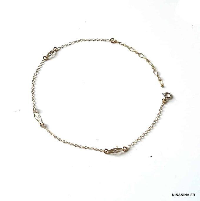 N6247i Chainette de cheville en or plaqué 14 carats minimaliste pour femme - Bijoux Chaines en ligne Ninanina