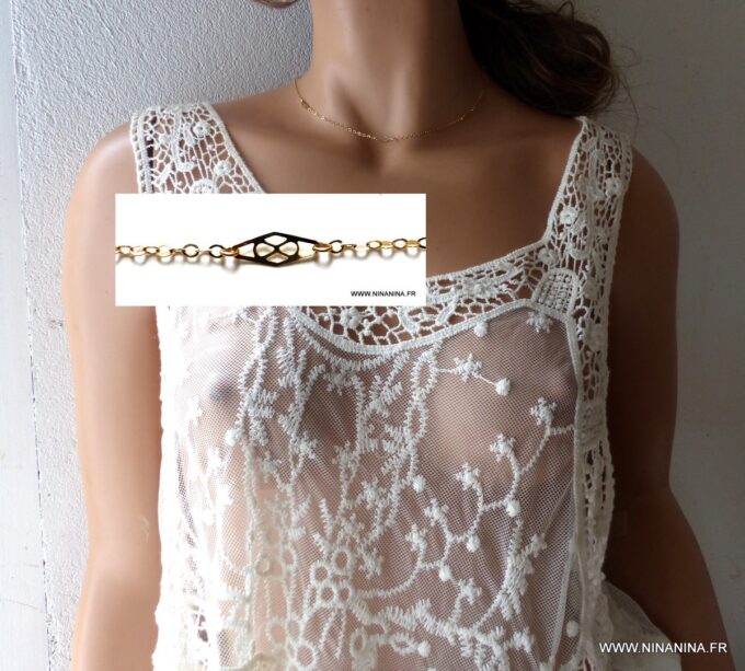 N6248c Collier court fin minimaliste Plaqué Or - Bijoux Colliers en ligne Ninanina