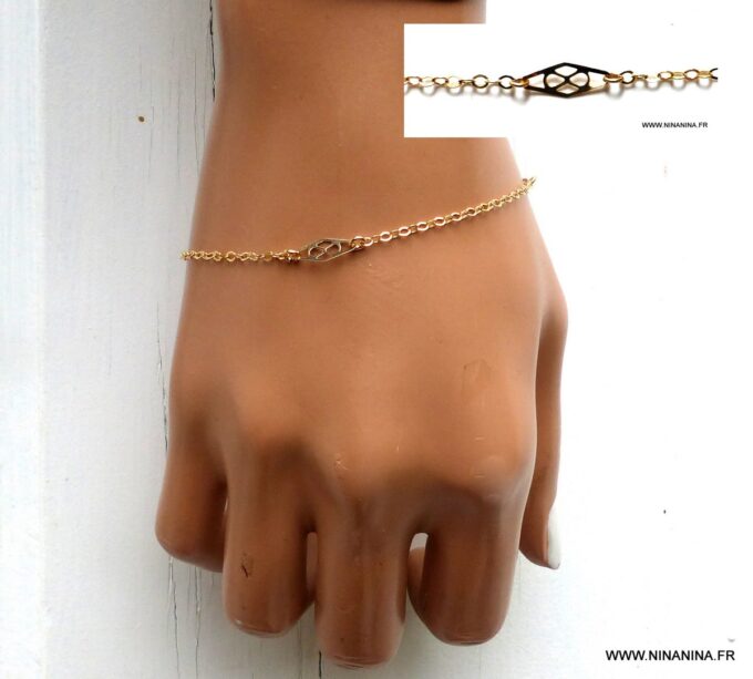 N6249 Bracelet chaine fin minimaliste Plaqué Or - Bijoux Bracelets en ligne Ninanina