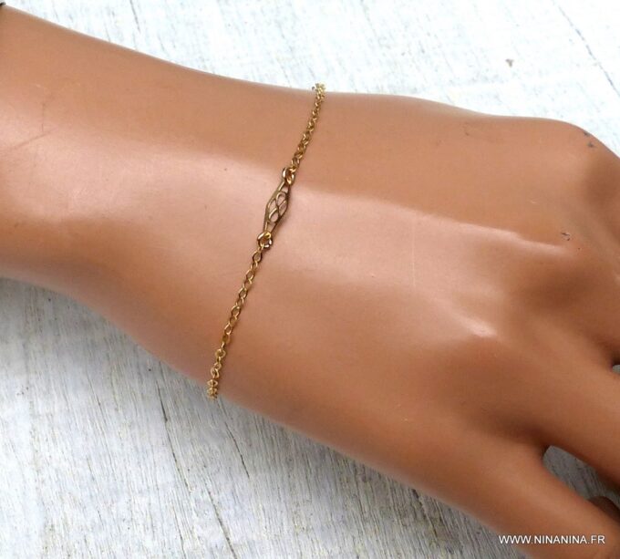 N6249b Bracelet chaine fin minimaliste Plaqué Or - Bijoux Bracelets en ligne Ninanina