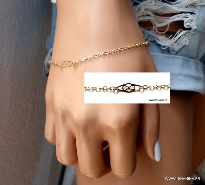 N6249c Bracelet chaine fin minimaliste Plaqué Or - Bijoux Bracelets en ligne Ninanina