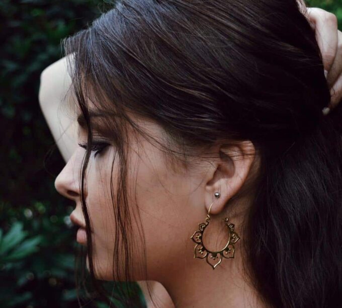 N6251 Boucles d'Oreilles Créoles bohème chic métal doré - Bijoux Femmes en ligne Ninanina