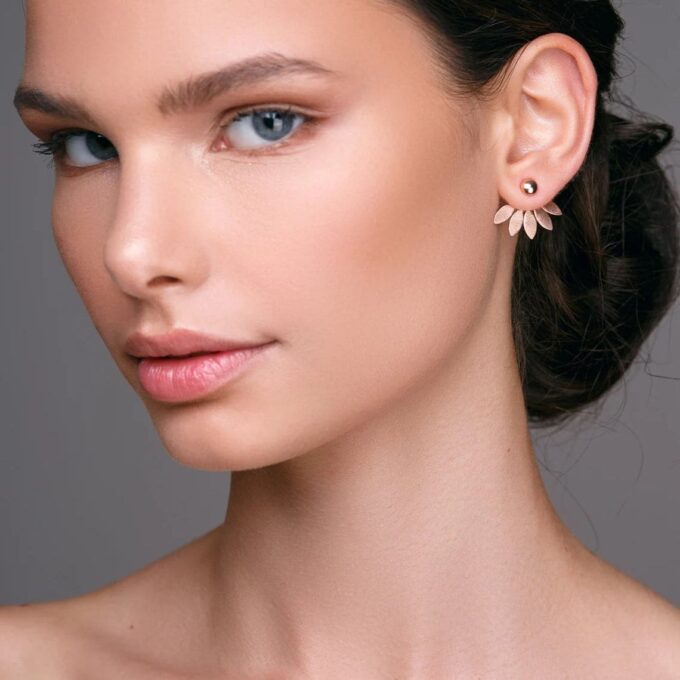 N6254c Boucles D'Oreilles Ethniques Or Boheme - Puces Pétales Acier Inoxydable Doré - Bijoux d'oreille en ligne Ninanina