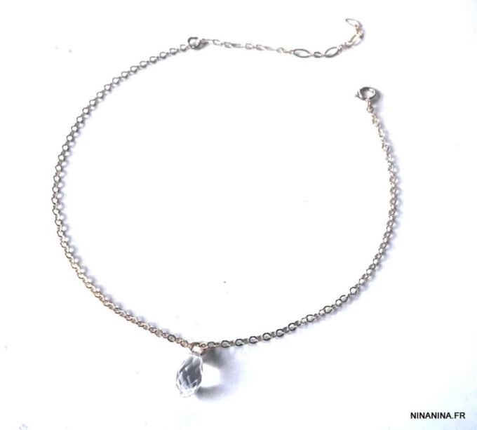 N6256c Chaine de cheville Swarovski Et Plaqué Or 14 carats gold filled - Bijoux Chaines en ligne Ninanina