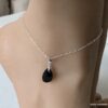 N6259d Chaine de cheville argent swarovski pendentif goutte noir femme - Bijoux Swarovski en ligne Ninanina