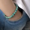 N6261a Bracelet homme perles jaspe vert - Bijoux Bracelets en ligne Ninanina