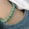 N6261c Bracelet homme perles jaspe vert - Bijoux Bracelets en ligne Ninanina