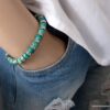 N6261d Bracelet homme perles jaspe vert - Bijoux Bracelets en ligne Ninanina