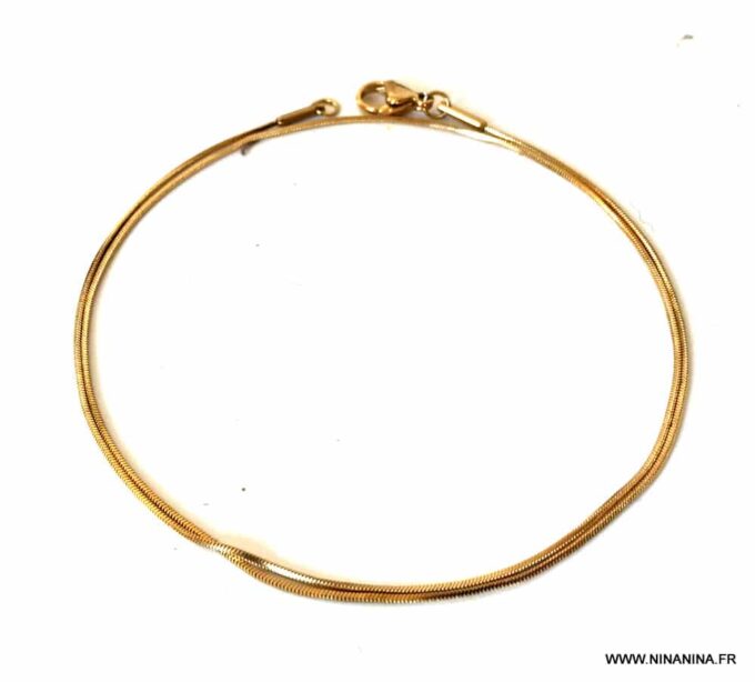 N6264c Bracelet de cheville Chaine double Acier doré maille serpent - Bijoux de pied en ligne Ninanina