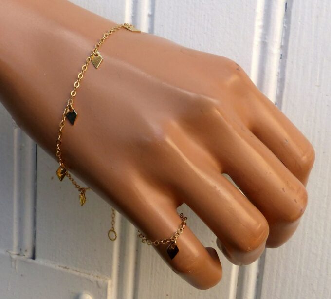 N6268b Bracelet chaine fin de cheville losange plaqué or minimaliste - Bijoux Colliers en ligne Ninanina