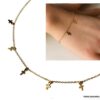 N6272a Bracelet fin avec plusieurs charms croix en Or Laminé (Plaqué Or 14 carats gold filled) artisanal - Bijoux bracelets fins en ligne Ninanina