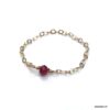 N6273 Bague fine chainette plaqué or Pierre Grenat rouge - Bijoux Bagues en ligne Ninanina