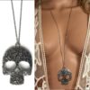 N6277 Collier tête de mort mexicaine gothique chic argenté - Bijoux Colliers Femme en ligne Ninanina