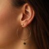 N6279 Boucles d'oreilles lune etoile - créoles bohème plaqué Or artisanales - Bijouxd'oreille femmes en ligne Ninanina