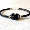 N6291 Bracelet Swarovski homme cordon cuir - Bijoux Bracelets en ligne Ninanina