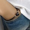 N6291a Bracelet Swarovski homme cordon cuir - Bijoux Bracelets en ligne Ninanina