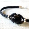 N6291b Bracelet Swarovski homme cordon cuir - Bijoux Bracelets en ligne Ninanina