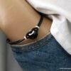 N6291c Bracelet Swarovski homme cordon cuir - Bijoux Bracelets en ligne Ninanina