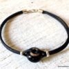 N6291d Bracelet Swarovski homme cordon cuir - Bijoux Bracelets en ligne Ninanina