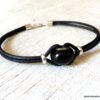 N6291j Bracelet Swarovski homme cordon cuir - Bijoux Bracelets en ligne Ninanina