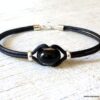 N6291k Bracelet Swarovski homme cordon cuir - Bijoux Bracelets en ligne Ninanina