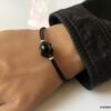 N6291M Bracelet Swarovski homme cordon cuir - Bijoux Bracelets en ligne Ninanina