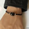 N6291O Bracelet Swarovski homme cordon cuir - Bijoux Bracelets en ligne Ninanina