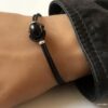 N6291Q Bracelet Swarovski homme cordon cuir - Bijoux Bracelets en ligne Ninanina