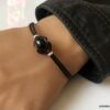 N6291R Bracelet Swarovski homme cordon cuir - Bijoux Bracelets en ligne Ninanina