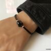 N6291S Bracelet Swarovski homme cordon cuir - Bijoux Bracelets en ligne Ninanina