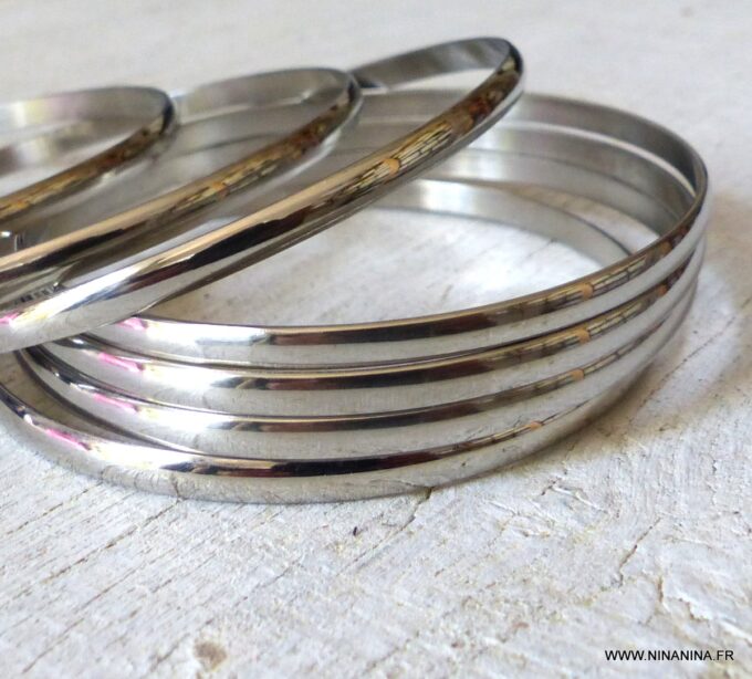 N6293a Semainier Bracelets jonc Acier inoxydable argenté - Bijoux Bracelets en ligne Ninanina
