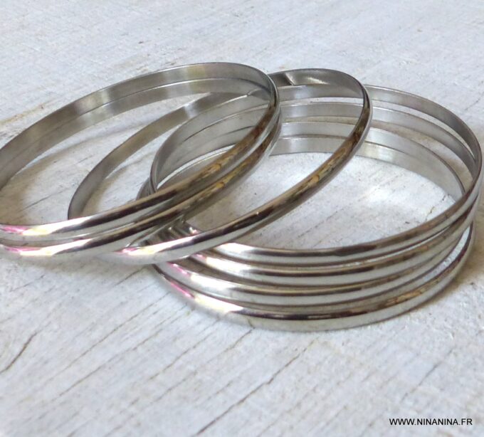 N6293c Semainier Bracelets jonc Acier inoxydable argenté - Bijoux Bracelets en ligne Ninanina